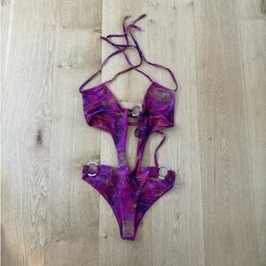 Outcast One Piece Swimsuit Cut Outs Valencia Size M Amethyst Haze Purple Multi